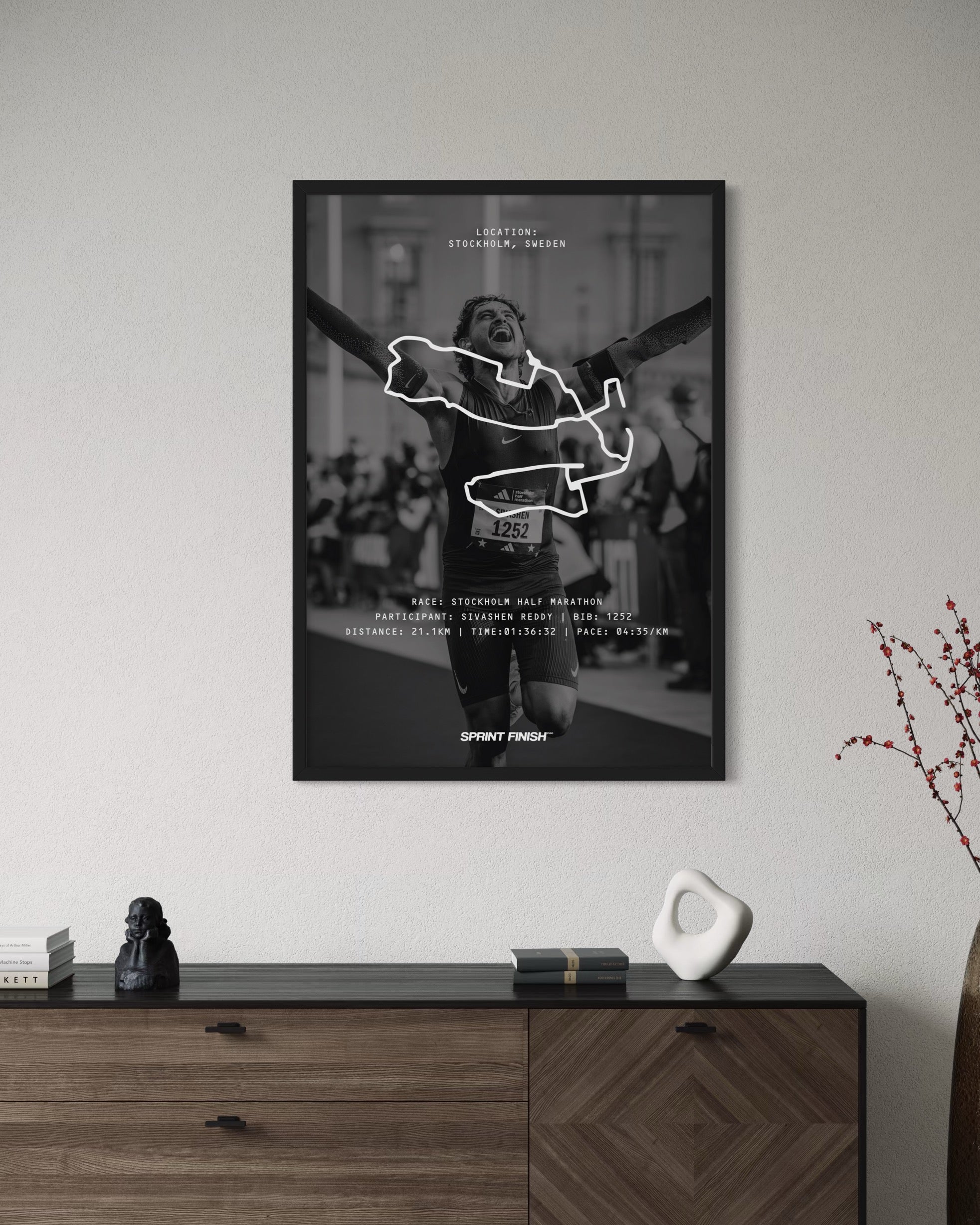 Custom Running Poster – Personalised Race Print with Photo Background