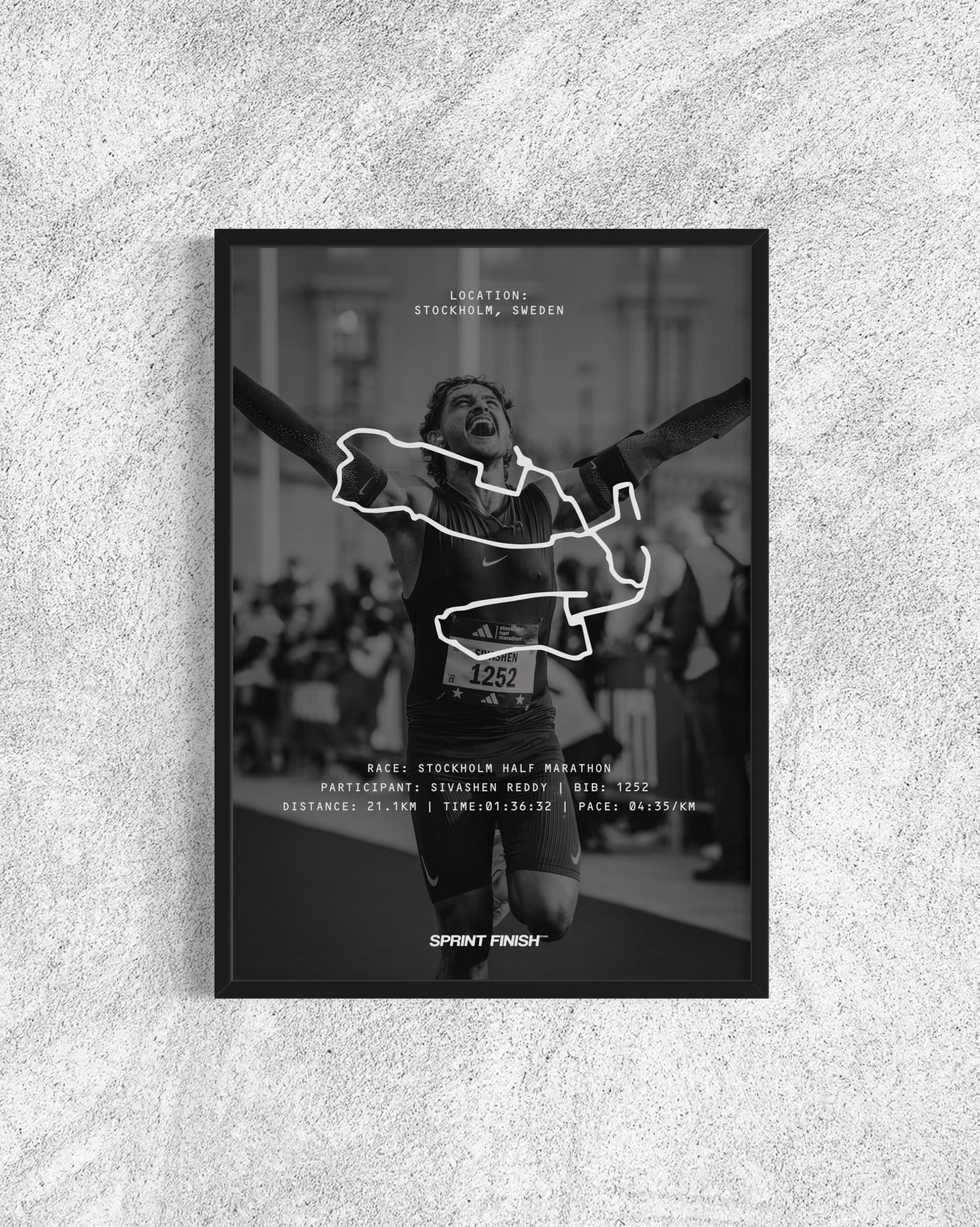 Custom Running Poster – Personalised Race Print with Photo Background