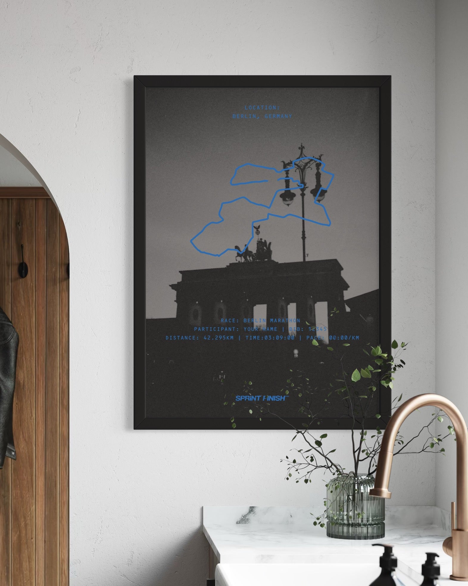 Berlin Marathon Poster – Personalised Running Print with Studio Background